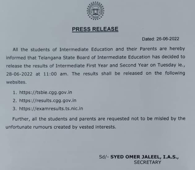 tsbie cgg gov in 2022, ts inter results 2022 tsbie, bse.telangana.gov.in 2022